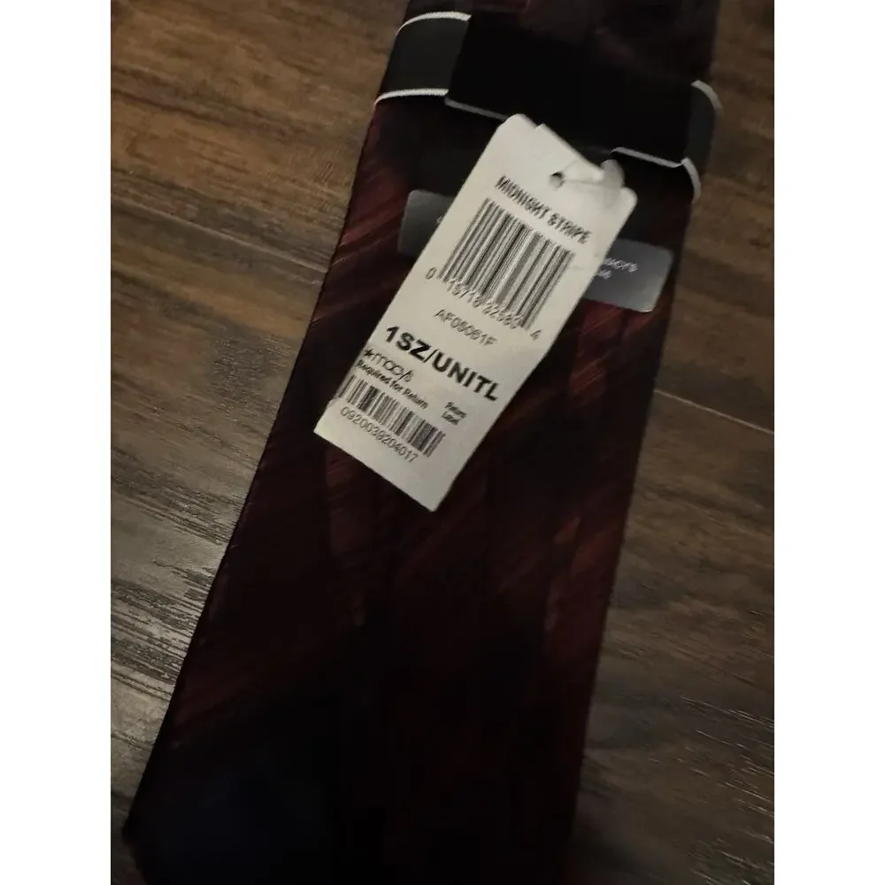Alfani Men's Stripe Silk Tie Red Black Midnight Stripe